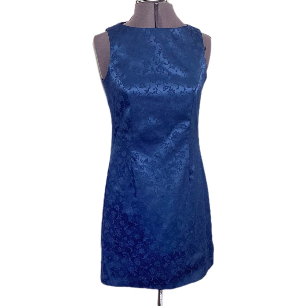 Vtg Y2K City Triangles Blue Floral Mini Sheath Dress Size 5